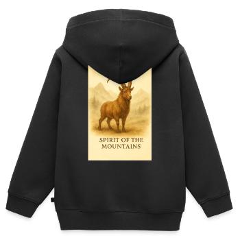 Geest van de Bergen - Sweat Premium à capuche zippé enfant bio - noir - Dos - AI Model Kid Male (0cm)