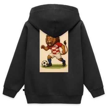Löwe im Kroatien Fußballjersey - Kinder Premium Organic Zip Hoodie - Schwarz - Hinten - AI Model Kid Male (0cm)