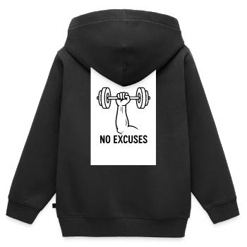 Pas d’excuse GYM - Sweat Premium à capuche zippé enfant bio - noir - Dos - AI Model Kid Male (0cm)