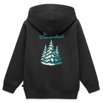 Winter Wunderland Tannen - Kinder Premium Organic Zip Hoodie - Schwarz - Hinten - AI Model Kid Male (0cm)
