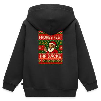 Frohes Fest Ihr Säcke Santa - Kinder Premium Organic Zip Hoodie - Schwarz - Hinten - AI Model Kid Male (0cm)