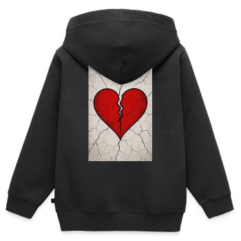 Cœur brisé - Sweat Premium à capuche zippé enfant bio - noir - Dos - AI Model Kid Male (0cm)