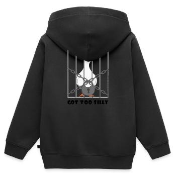 Goose – Wurde zu albern - Kinder Premium Organic Zip Hoodie - Schwarz - Hinten - AI Model Kid Male (0cm)