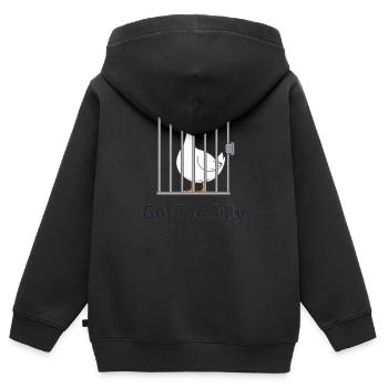 Goose – Wurde zu albern - Kinder Premium Organic Zip Hoodie - Schwarz - Hinten - AI Model Kid Male (0cm)