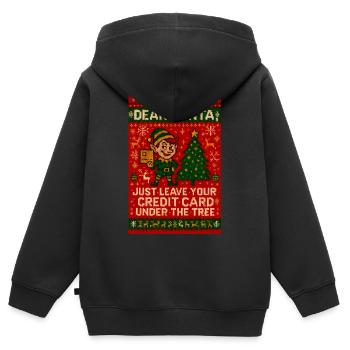 Liebe Weihnachtsmann-Kreditkarte unter dem Baum - Kinder Premium Organic Zip Hoodie - Schwarz - Hinten - AI Model Kid Male (0cm)