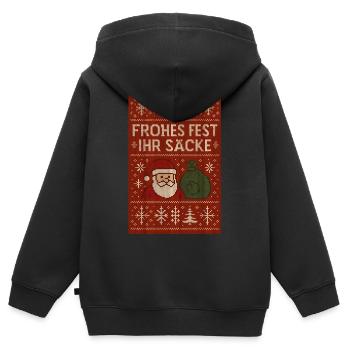 Frohes Fest Ihr Säcke! - Kinder Premium Organic Zip Hoodie - Schwarz - Hinten - AI Model Kid Male (0cm)
