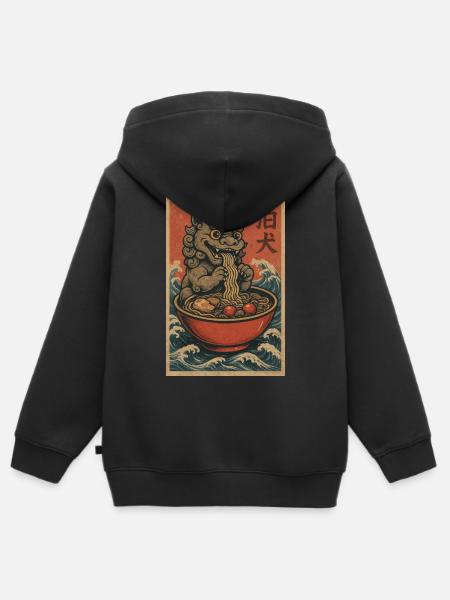 Ukiyoe FuHund Nudelwoge - Kinder Premium Organic Zip Hoodie - Schwarz