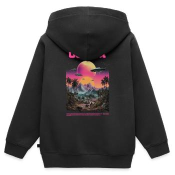 Néon utopique - Sweat Premium à capuche zippé enfant bio - noir - Dos - AI Model Kid Male (0cm)