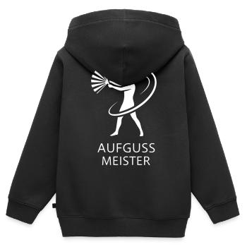 Sauna Aufguss Meister Fächer Piktogramm Minimalist - Kinder Premium Organic Zip Hoodie - Schwarz - Hinten - AI Model Kid Male (0cm)