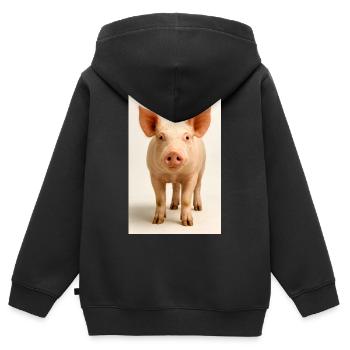 Cochon pastel - Sweat Premium à capuche zippé enfant bio - noir - Dos - AI Model Kid Male (0cm)
