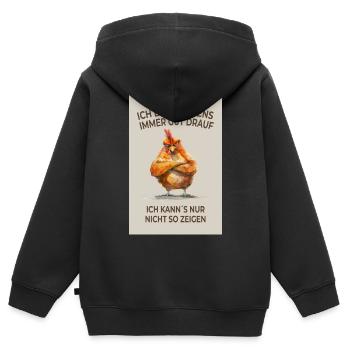 De bonne humeur le matin – poulet avec humeur - Sweat Premium à capuche zippé enfant bio - noir - Dos - AI Model Kid Male (0cm)
