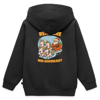 Renne a été vendu Licorne Noël - Sweat Premium à capuche zippé enfant bio - noir - Dos - AI Model Kid Male (0cm)