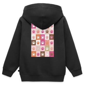Pfotenabdruck-Patchwork-Plüschfelder - Kinder Premium Organic Zip Hoodie - Schwarz - Hinten - AI Model Kid Male (0cm)