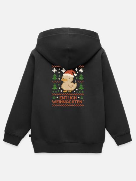 Entlich Weihnachten Ente Ugly Christmas - Kinder Premium Organic Zip Hoodie - Schwarz
