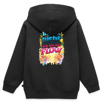 Je ne suis pas désordonnée – je suis dans le flux. - Sweat Premium à capuche zippé enfant bio - noir - Dos - AI Model Kid Male (0cm)