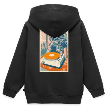 Retro-Vinyl-Gartenszene - Kinder Premium Organic Zip Hoodie - Schwarz - Hinten - AI Model Kid Male (0cm)