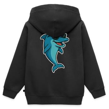 Delfin mit Sonnebrille - Kinder Premium Organic Zip Hoodie - Schwarz - Hinten - AI Model Kid Male (0cm)