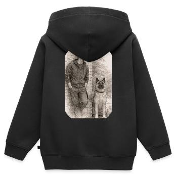 Matt & Holly - Sweat Premium à capuche zippé enfant bio - noir - Dos - AI Model Kid Male (0cm)