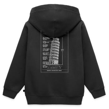 Schiefe Pisa-Turm-Blaupausen-Kunst - Kinder Premium Organic Zip Hoodie - Schwarz - Hinten - AI Model Kid Male (0cm)