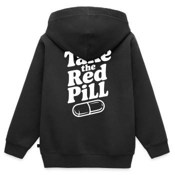 Nimm die Rote Pille - Kinder Premium Organic Zip Hoodie - Schwarz - Hinten - AI Model Kid Male (0cm)