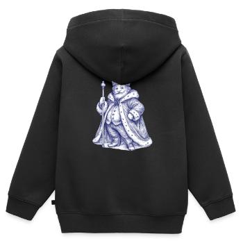 Manchot royal en manteau royal - Sweat Premium à capuche zippé enfant bio - noir - Dos - AI Model Kid Male (0cm)