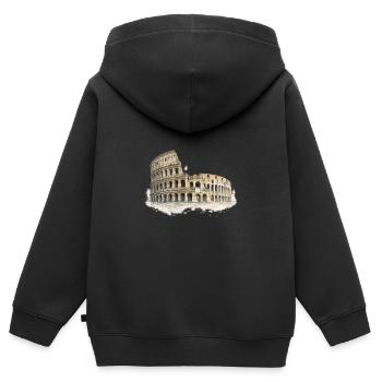 Croquis aquarelle du Colisée - Sweat Premium à capuche zippé enfant bio - noir - Dos - AI Model Kid Male (0cm)