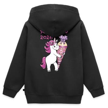 Einhorn mit Zuckertüte Einschulung Schulkind 2026 - Kinder Premium Organic Zip Hoodie - Schwarz - Hinten - AI Model Kid Male (0cm)