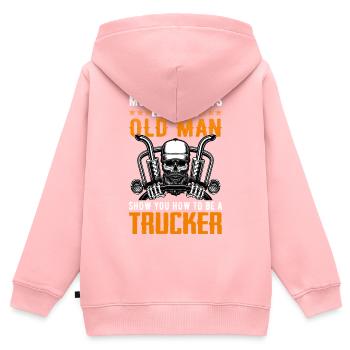 Camionneur - Sweat Premium à capuche zippé enfant bio - rose - Dos - AI Model Kid Female (0cm)