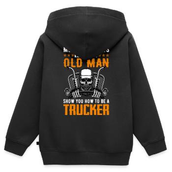 Lkw Fahrer - Kinder Premium Organic Zip Hoodie - Schwarz - Hinten - AI Model Kid Male (0cm)