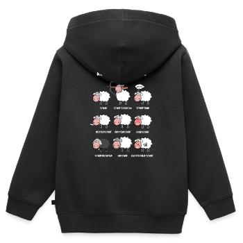 Un peu de connaissances moutons - Sweat Premium à capuche zippé enfant bio - noir - Dos - AI Model Kid Male (0cm)