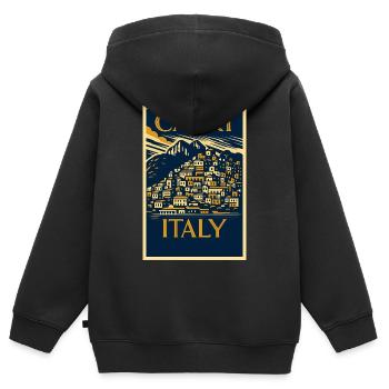 Capri Italy – Navy & Gold Vintage Poster Art-Déco - Kinder Premium Organic Zip Hoodie - Schwarz - Hinten - AI Model Kid Male (0cm)