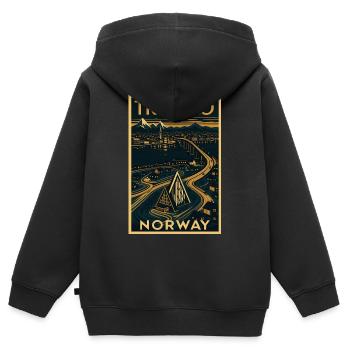 Tromsø Norwegen – Retro Reiseposter Art Deco - Kinder Premium Organic Zip Hoodie - Schwarz - Hinten - AI Model Kid Male (0cm)