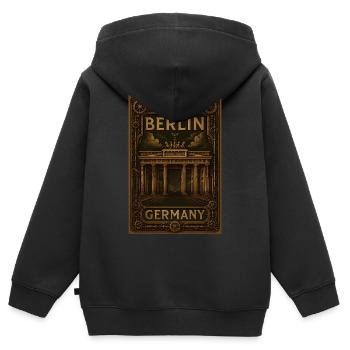 Berlin Germany – Steampunk Bronze Poster - Kids Premium Organic Zip-up Hoodie - black - Back - AI Model Kid Male (0cm)