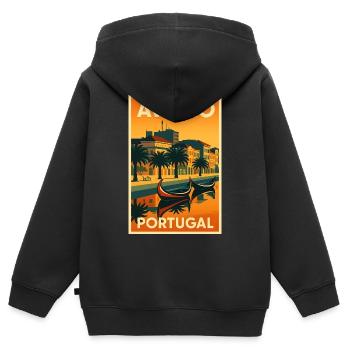 Aveiro Portugal – Retro Reiseposter Kanäle - Kinder Premium Organic Zip Hoodie - Schwarz - Hinten - AI Model Kid Male (0cm)