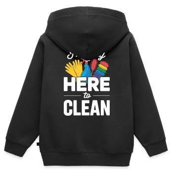 Reinigung Reinigungskraftz Hier Um Zu Putzen - Kinder Premium Organic Zip Hoodie - Schwarz - Hinten - AI Model Kid Male (0cm)
