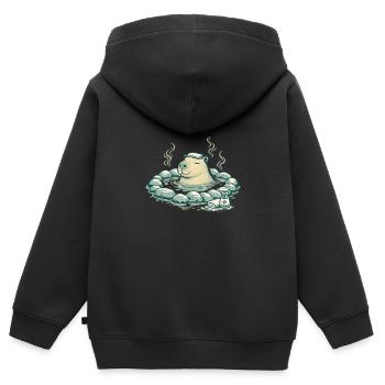 Capybara dans le bain de source - Sweat Premium à capuche zippé enfant bio - noir - Dos - AI Model Kid Male (0cm)