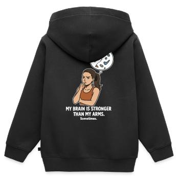 Bouldern wie Schach – Kopf schlägt Kraft - Kinder Premium Organic Zip Hoodie - Schwarz - Hinten - AI Model Kid Male (0cm)