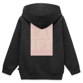 Läuft mit Pastell Typo Überlagerung - Kinder Premium Organic Zip Hoodie - Schwarz - Hinten - AI Model Kid Male (0cm)