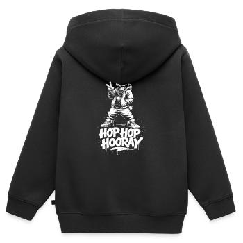 HOP HOP HOURRA Bunny - Sweat Premium à capuche zippé enfant bio - noir - Dos - AI Model Kid Male (0cm)