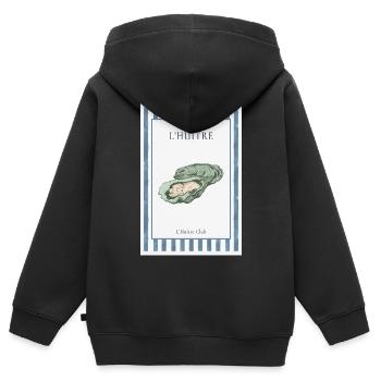 Bistrot français à affiches d’huîtres de L’Huître - Sweat Premium à capuche zippé enfant bio - noir - Dos - AI Model Kid Male (0cm)