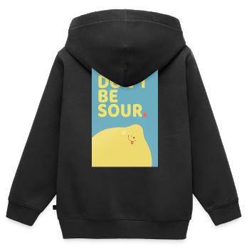 Ne soyez pas amer : design drôle d’affiche citron - Sweat Premium à capuche zippé enfant bio - noir - Dos - AI Model Kid Male (0cm)