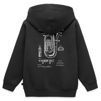 Vintage Tuba Patent-Bauplan - Kinder Premium Organic Zip Hoodie - Schwarz - Hinten - AI Model Kid Male (0cm)