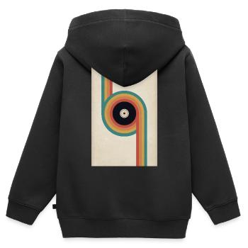 Affiche vinyle rétro Design musical du milieu du siècle - Sweat Premium à capuche zippé enfant bio - noir - Dos - AI Model Kid Male (0cm)