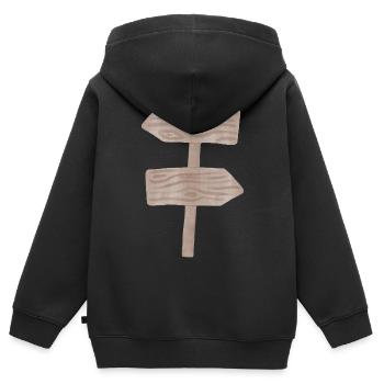 Woodland Signpost Wood Grain Graphic - Kids Premium Organic Zip-up Hoodie - black - Back - AI Model Kid Male (0cm)