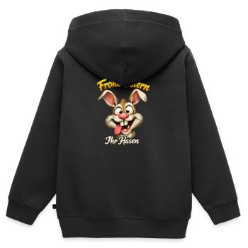 Frohe Ostern ihr Hasen lustiger Osterhase - Kinder Premium Organic Zip Hoodie - Schwarz - Hinten - AI Model Kid Male (0cm)