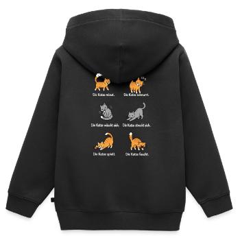 Katzenleben – Schnurrhaare & Katzenliebe - Kinder Premium Organic Zip Hoodie - Schwarz - Hinten - AI Model Kid Male (0cm)