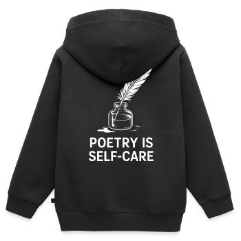 Poesie-Selbstfürsorge-Federdesign - Kinder Premium Organic Zip Hoodie - Schwarz - Hinten - AI Model Kid Male (0cm)