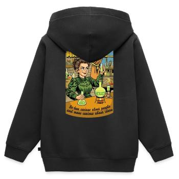 Marie Curie Curious - Sweat Premium à capuche zippé enfant bio - noir - Dos - AI Model Kid Male (0cm)