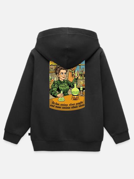 Marie Curie Curious - Kinder Premium Organic Zip Hoodie - Schwarz