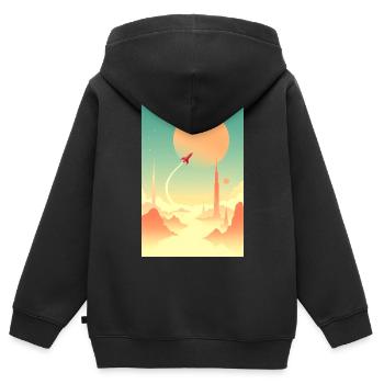 Erste Reisen jenseits ferner Horizonte - Kinder Premium Organic Zip Hoodie - Schwarz - Hinten - AI Model Kid Male (0cm)
